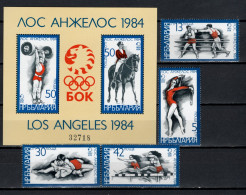 Bulgaria 1983 Olympic Games Los Angeles, Weightlifting, Equestrian, Wrestling Etc.set Of 4 + S/s MNH - Verano 1984: Los Angeles