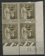 N° 298 Type PAIX Neuf ** (MNH) COTE 40 € Bloc Avec Coin Daté Du 25/10/32. TB - 1930-1939