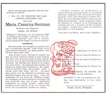 DP Maria Cesarina Heirman 1896 † 1965 X Emiel De Winne // Haentjens Vandevelde Baudewijn De Mey De Kerpel - Images Religieuses