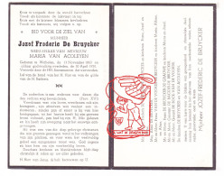 DP Jozef Frederic De Bruycker ° Wichelen 1863 † 1950 Van Acoleyen De Vriendt Van De Voorde De Grauwe De Bock De Backer - Andachtsbilder