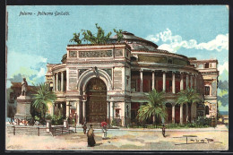 Cartolina Palermo, Politeama Garibaldi, Palmen  - Palermo