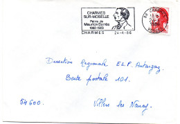 ECRIVAIN / Maurice BARRES = 88 CHARMES 1986 = FLAMME Type II = SECAP  Illustrée  ' CHARMES Sur MOSELLE / PATRIE' - Schrijvers