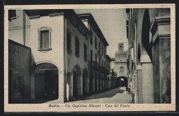 Cartolina Budrio, Via Guglielmo Marconi, Casa Del Fascio  - Andere & Zonder Classificatie