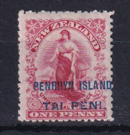 Penrhyn Is: 1902   Universal Penny Postage 'Penrhyn Island' OVPT   SG5    1d  [Perf: 14]   MH - Penrhyn