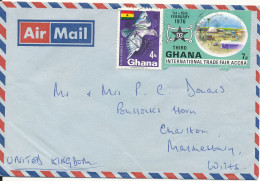 Ghana Air Mail Cover Sent To England Topic Stamps (also Stamps On The Backside Of The Cover) - Ghana (1957-...)