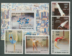 Central Africa 1984 Olympic Games Los Angeles, Gymnastics Set Of 5 + S/s MNH - Estate 1984: Los Angeles