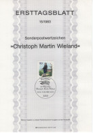 Germany Deutschland 1983-15 Christoph Martin Wieland, German Poet And Writer, Canceled In Bonn - 1981-1990