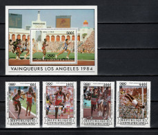Central Africa 1985 Olympic Games Los Angeles, Athletics Set Of 4 + S/s MNH - Ete 1984: Los Angeles
