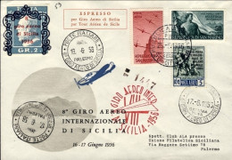 San Marino-1956 Cat.Pellegrini N.680 Euro80, 8^ Giro Aereo Internaz. Sicilia+vig - Posta Aerea