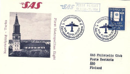 1964-Svezia Cartolina I^volo Metropolitano SAS Norrkoping-Turku,al Verso Bollo D - Cartas & Documentos