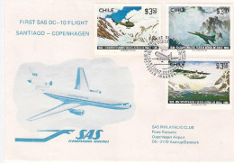 1983-Cile I^volo SAS Santiago-Copenhagen Affrancato Con S.3v."cinquantenario Del - Chile