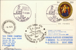 San Marino-1984 Cartolina Cinquantenario 5^ Stormo A.M.,dispaccio Volo Straordin - Airmail