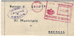 1947-piego Municipale Affrancato In Spedizione Da Brescia Con L.5 Democratica Ed - Machines à Affranchir (EMA)