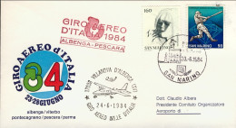 San Marino-1984 Giro Aereo Internazionale D'Italia 23-28 Giugno Tappa Albenga Pe - Poste Aérienne