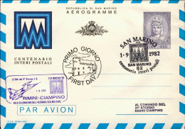 San Marino-1982 "volo Celebrativo Dell'aeronautica Militare Rimini Ciampino Con  - Poste Aérienne