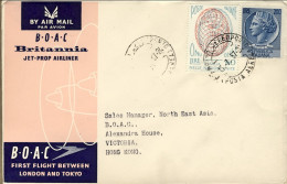 1957-catalogo Pellegrini N.743 Euro 120, BOAC I^volo Roma-Hong Kong Del 16 Lugli - Brieven En Documenten