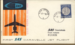 1959-Norvegia I^volo SAS Caravelle Oslo-Roma Del 17 Luglio - Cartas & Documentos