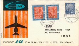 1959-Germania SAS I^volo Caravelle Dusseldorf-Roma Del 17 Luglio - Covers & Documents