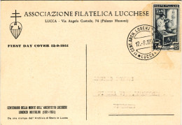 1951-Lucca Cartolina Illustrata Centenario Della Morte Dell'architetto Lorenzo N - Manifestaciones