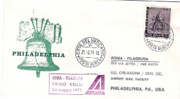 Vaticano-1971  I^volo Alitalia Roma Philadelphia - Posta Aerea