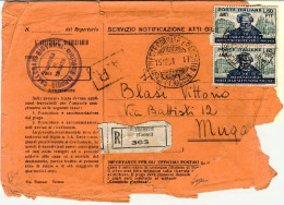 1951-Trieste A Raccomandata Atti Giudiziari (busta Un Pò Sciupata) Affrancata Co - Storia Postale