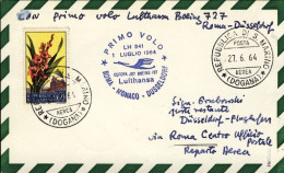 San Marino-1964 I^volo Lufthansa Europa Jet LH 341 Roma Dusseldorf Del 1 Luglio  - Airmail