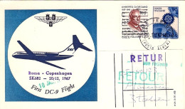 Vaticano-1967 Cartolina Illustrata I^volo DC 9 Roma Copenhagen Del 20 Dicembre - Luchtpost
