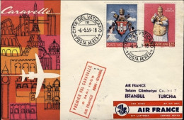 Vaticano-1959 Cat.Pellegrini N.943 Euro 75, I^volo Per Caravelle Air France Roma - Luftpost