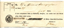 K.WURTEMB.POST-DIRECTION  - 16.03.1863 - Postschein OERINGEN - Storia Postale