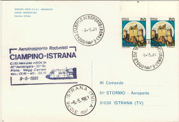 1981-cartolina Illustrata La Battaglia Aerea D'Istrana Con Bollo Aerotrasporto R - 1981-90: Marcophilie