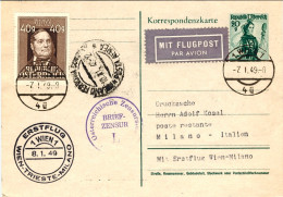 1949-Austria Cat.Pellegrini N.277 Euro 150, Bollo Volo Speciale Vienna Trieste M - Andere & Zonder Classificatie