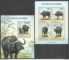 Ic01 2014 Ivory Coast African Fauna Wild Animals Buffalos #1584-7+Bl204 Mnh - Altri & Non Classificati