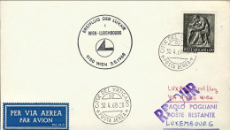 Vaticano-1968 I^volo Luxair Vienna Lussemburgo Del 3 Maggio - Airmail