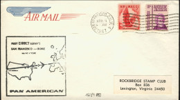 1967-U.S.A. Bollo Nero I^volo Diretto San Francisco Roma Via New York Della Pan  - Altri & Non Classificati