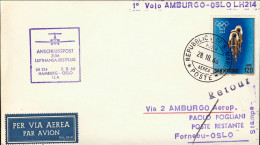 San Marino-1966 I^volo Lufthansa Amburgo Oslo Del 5 Novembre - Posta Aerea