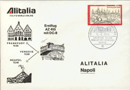 1970-Germania Alitalia Illustrato I^volo Con DC 9 Francoforte Napoli Del 15 Magg - Cartas & Documentos
