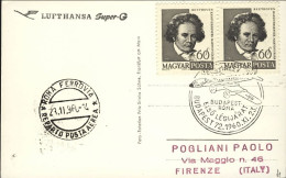 1960-Ungheria Hungary Magyar Cartolina Foto Lufthansa Volo Speciale Della Malev  - Covers & Documents