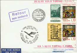 Vaticano-1985  I^volo Lufthansa LH 1351 Torino Monaco Del 28 Ottobre - Poste Aérienne