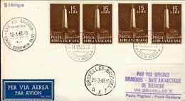 Vaticano-1966 Volo Speciale Bruxelles Base Antartica Roi Baudouin Koning Boudewi - Poste Aérienne