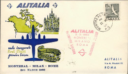 1960-Canada I^volo Alitalia Montreal Roma Del 2 Marzo - Erst- U. Sonderflugbriefe