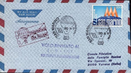 San Marino-1977 Busta Raccomandata Volo Aerostatico X San Marino 77 Volo Rinviat - Airmail