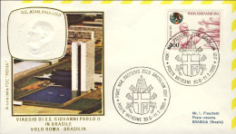 Vaticano-1980 Volo Papale In Brasile Citta' Del Vaticano-Brasilia - Luchtpost