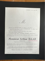 Monsieur Arthur Baar Architecte Gymnastique Excelsior *1886 Hasselt +1961 Hasselt Ballet Jacobs Spaas Carabin Sauvenay - Todesanzeige