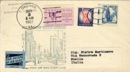 1957-U.S.A. Pan Am Del 2 Giugno Cachet I^volo Chicago Roma FAM 18 - 2c. 1941-1960 Cartas & Documentos
