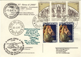 Vaticano-1997  Cartolina Illustrata Trasporto Postale Con Elicotteri Polizie Di  - Poste Aérienne