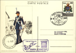 San Marino-1982 Cartolina Postale L.150 Annullo Fdc+bollo Assemblea U.S.F.I.+bol - Luchtpost