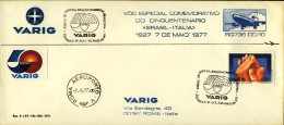 1977-Brasile Varig Commemorativo Del Cinquantenario Volo Brasile Italia+vignetta - Posta Aerea