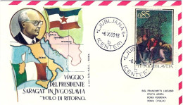 1969-Jugoslavija Jugoslavia Visita Del Pres.Saragat Volo Di Ritorno Lubiana Roma - Eslovenia