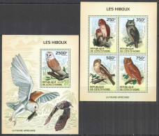 Ic17 2014 Ivory Coast African Fauna Owls Birds Of Prey #1549-2+Bl197 Mnh - Autres & Non Classés