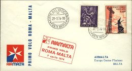 Vaticano-1974 Air Malta I^volo Roma Malta Del 1 Aprile - Poste Aérienne